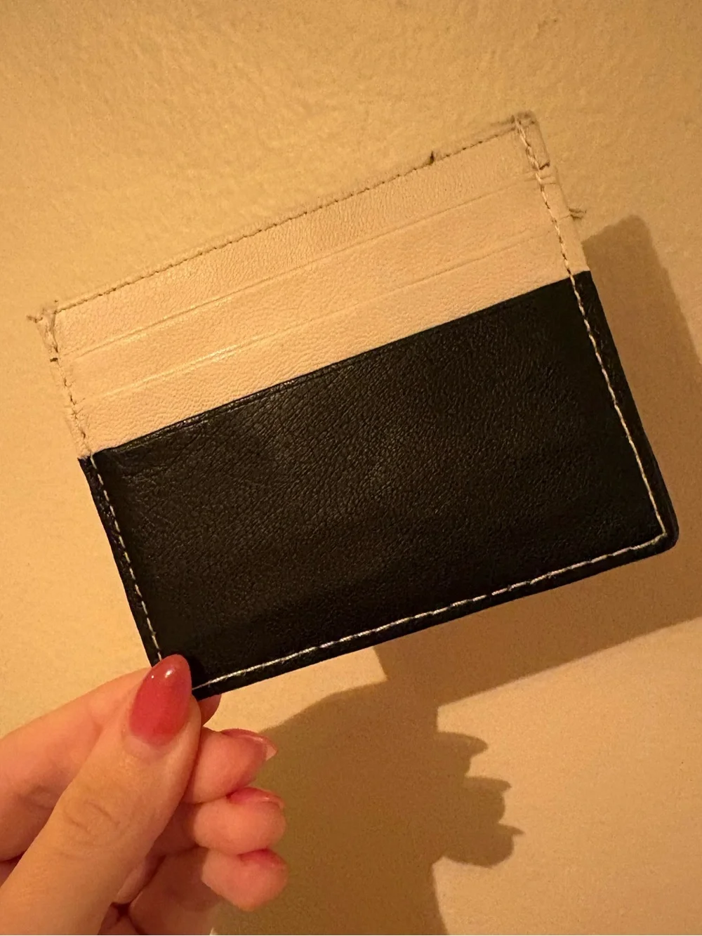Lodis Two-Tone Leather Card Holder - Black & Cream
